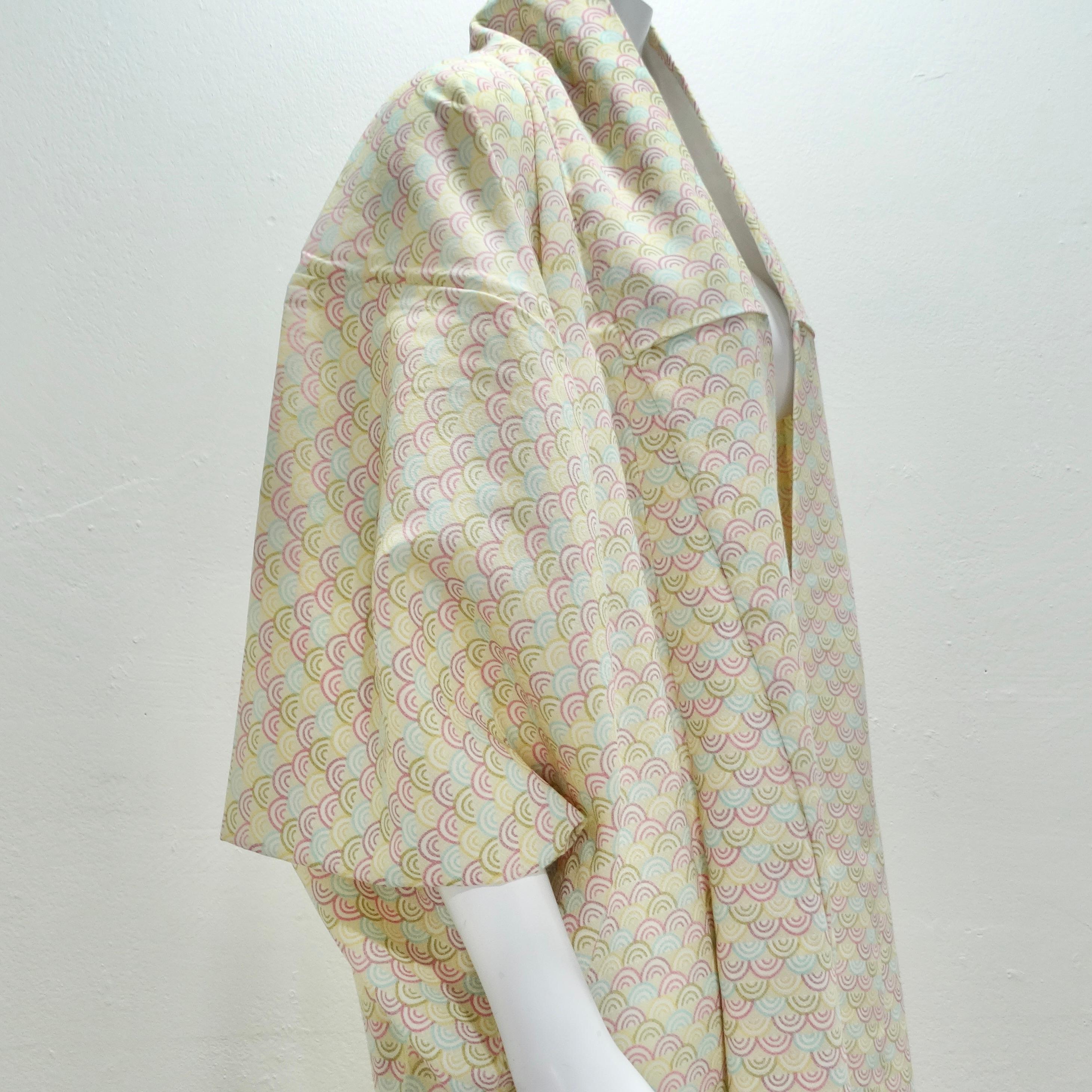 1970er Handgefertigter Japanischer Elfenbeinfarbener Langer Kimono im Angebot 1