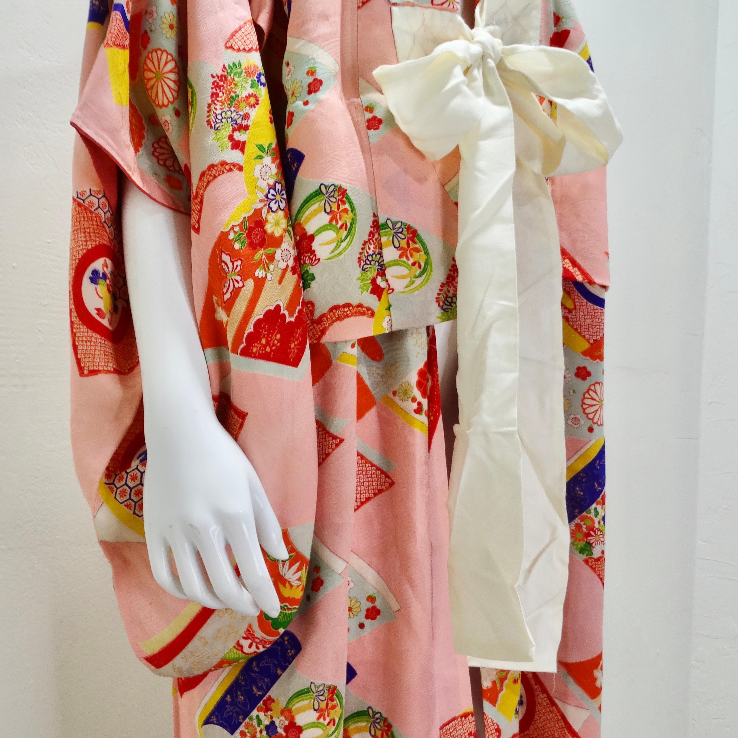 1970er Jahre Handgefertigter Japanischer Multicolor Seiden Kimono im Zustand „Hervorragend“ im Angebot in Scottsdale, AZ