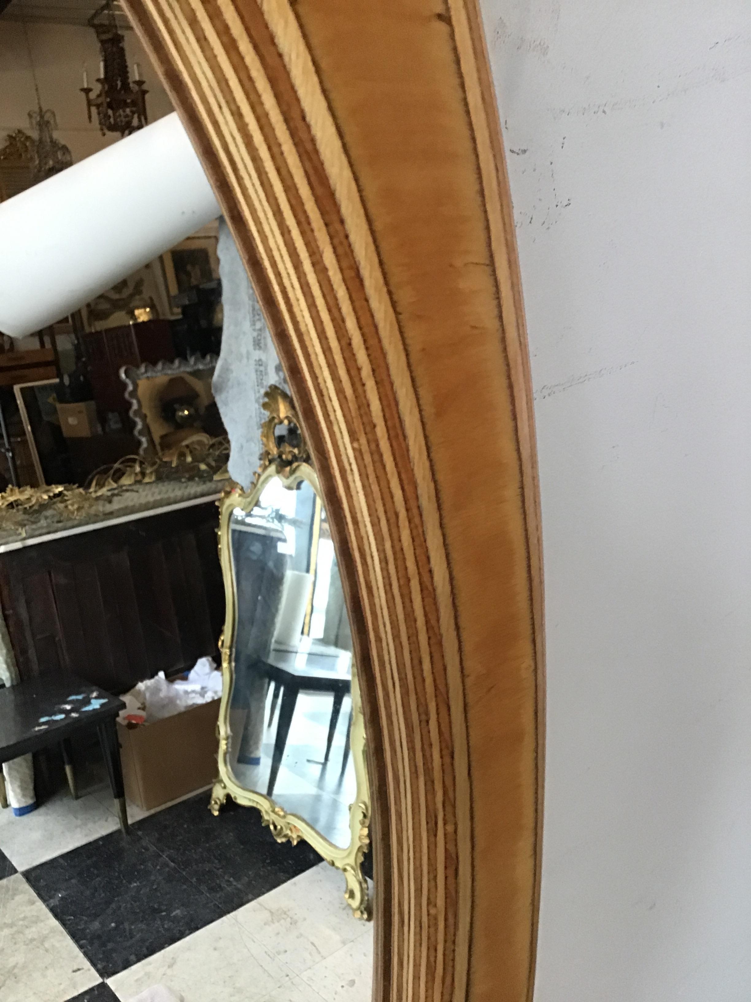 1970s Handmade Oval Swirled Wood Mirror In Good Condition In Tarrytown, NY