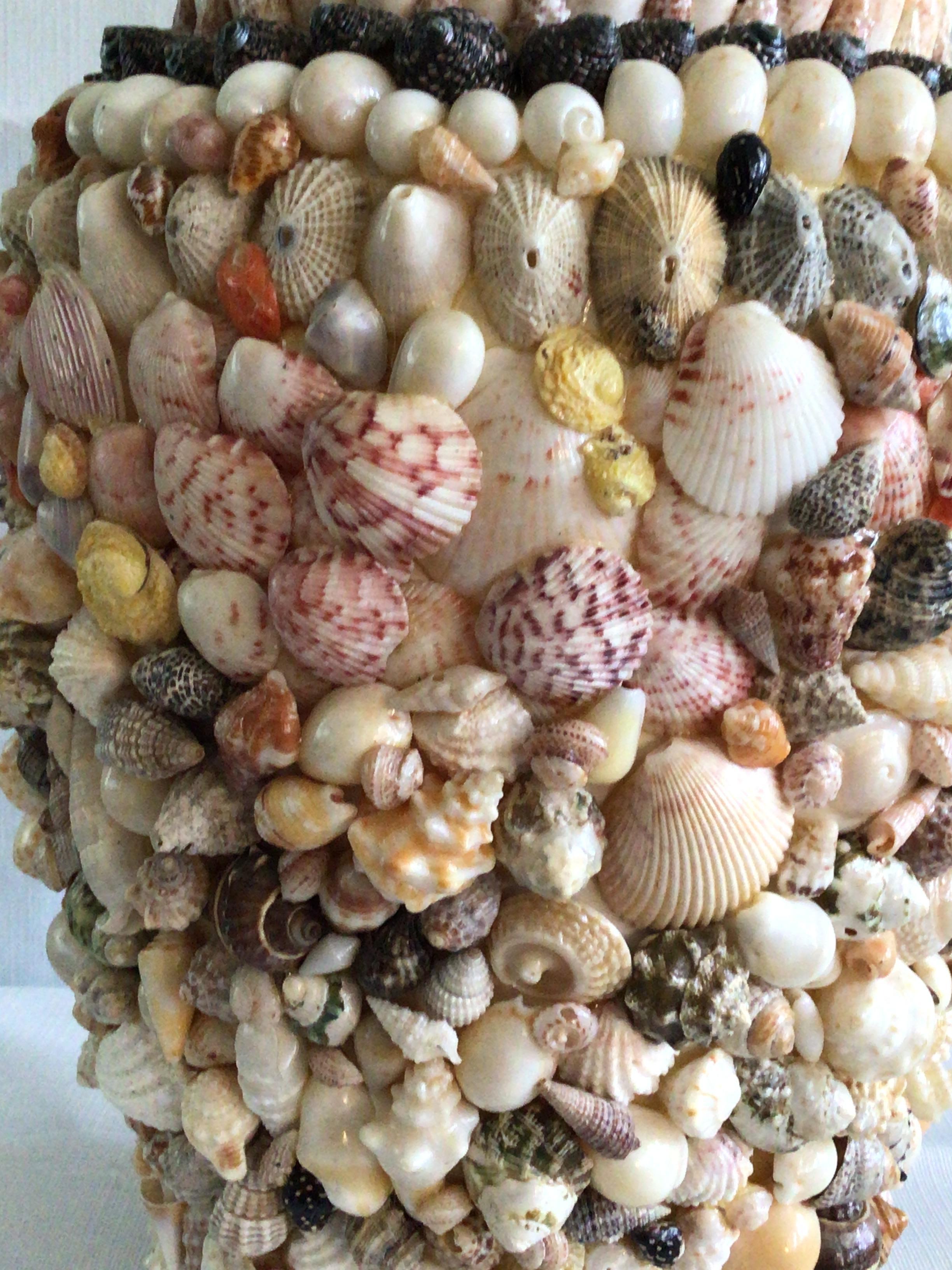 1970s Handmade Shell Art Vase For Sale 1