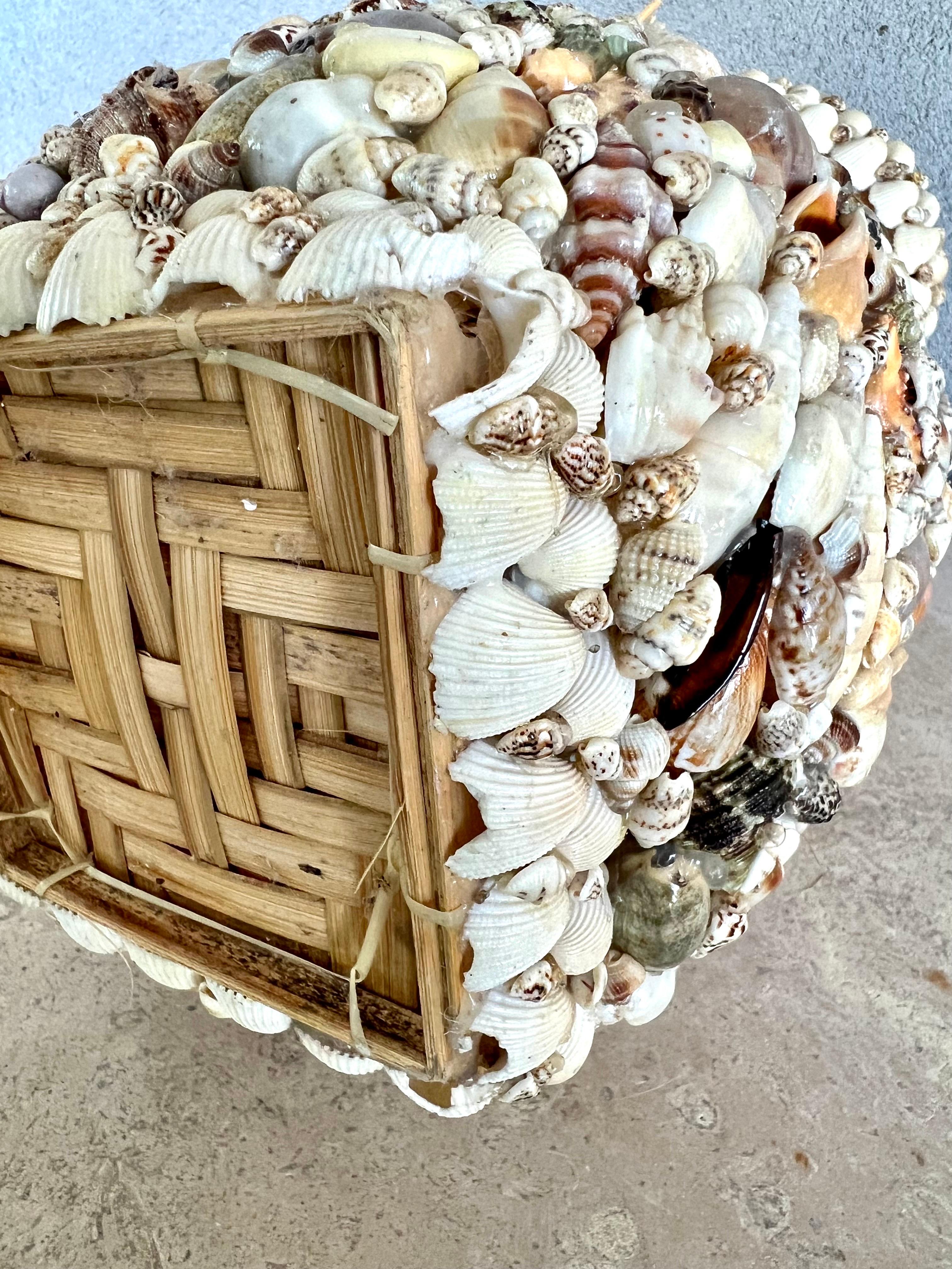 1970's Handmade Shell Art Vase Made in Philippines For Sale 8