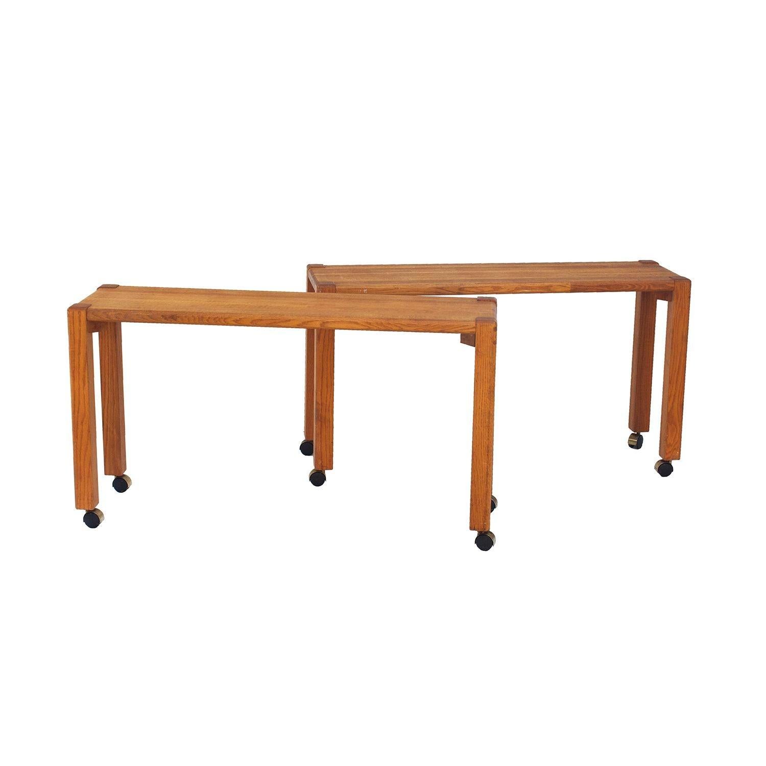 1970s Handmade Solid Oak Console Table 1 For Sale 7