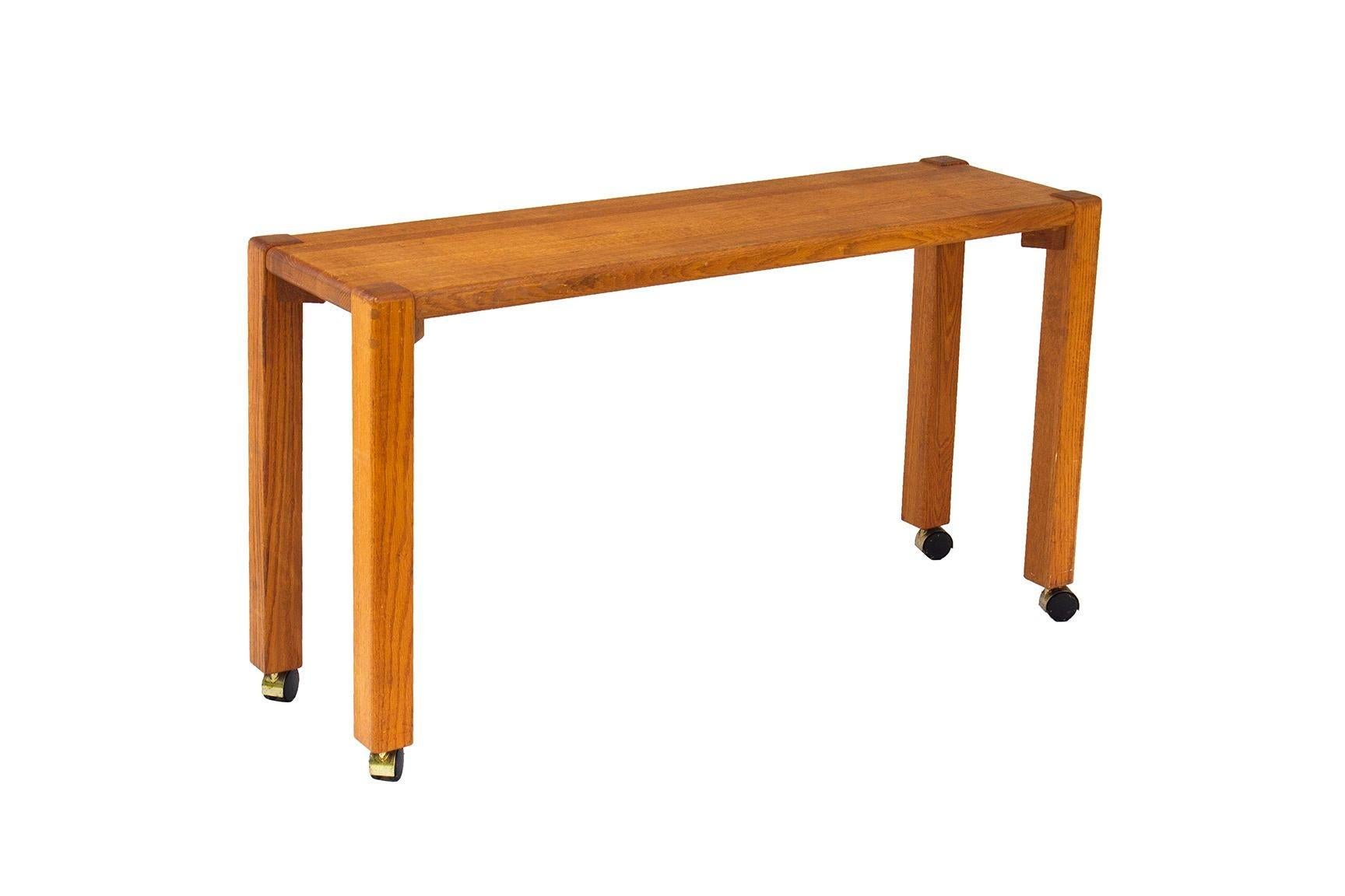 1970s Handmade Solid Oak Console Table 1 For Sale 2
