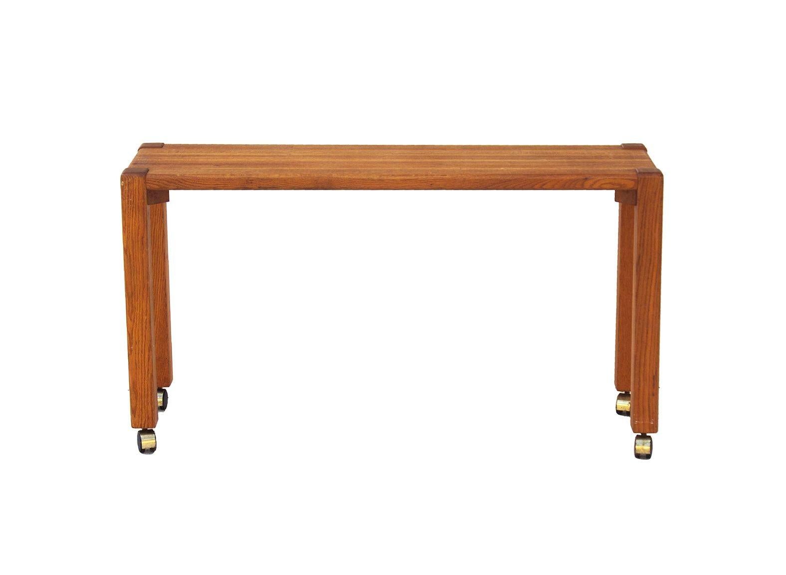 Arts and Crafts 1970s Handmade Solid Oak Console Table 2 For Sale
