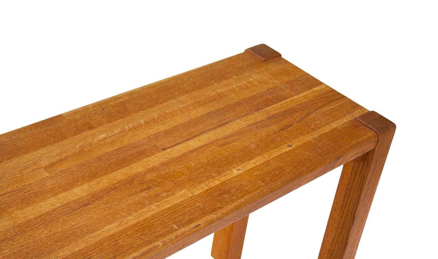 Américain 1970 Handmade Solid Oak Console Table 2 en vente