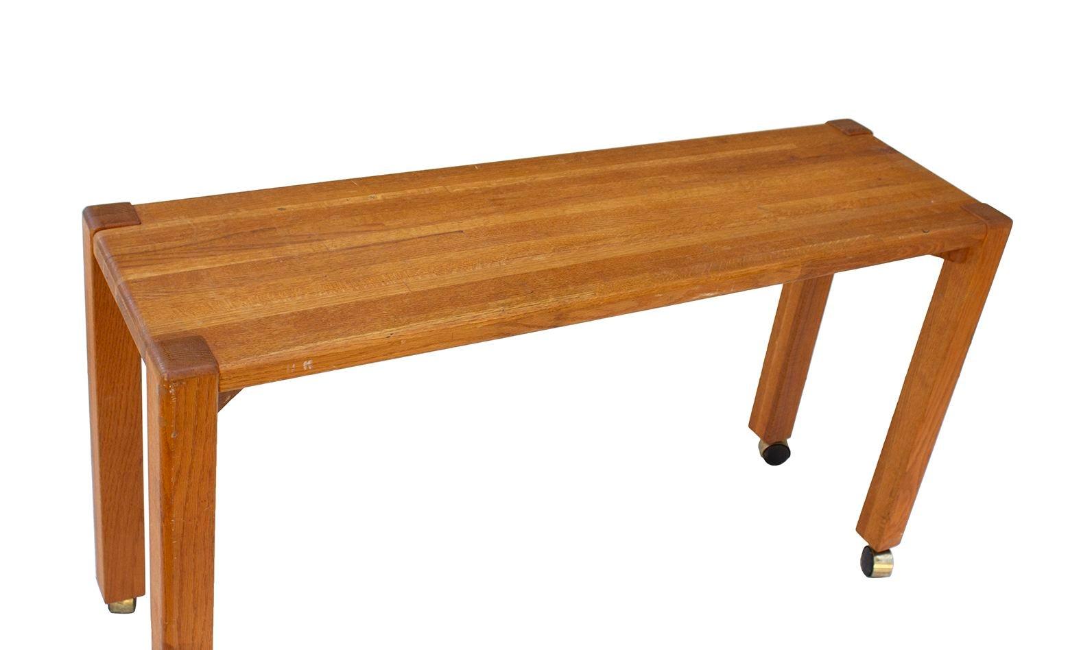 1970s Handmade Solid Oak Console Table 2 For Sale 2