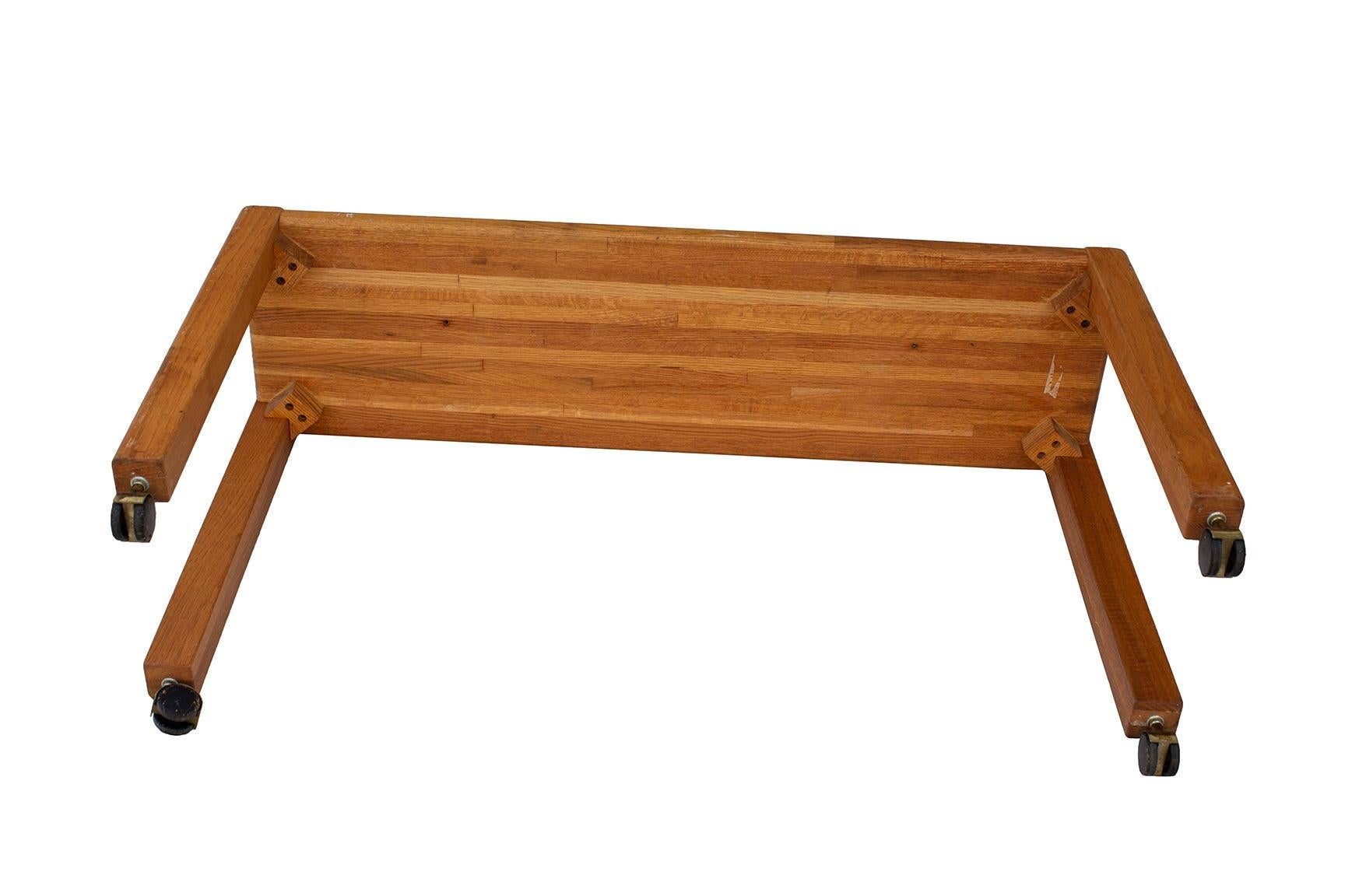 1970 Handmade Solid Oak Console Table 2 en vente 2