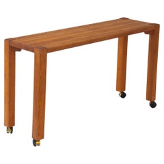 Vintage 1970s Handmade Solid Oak Console Table 2