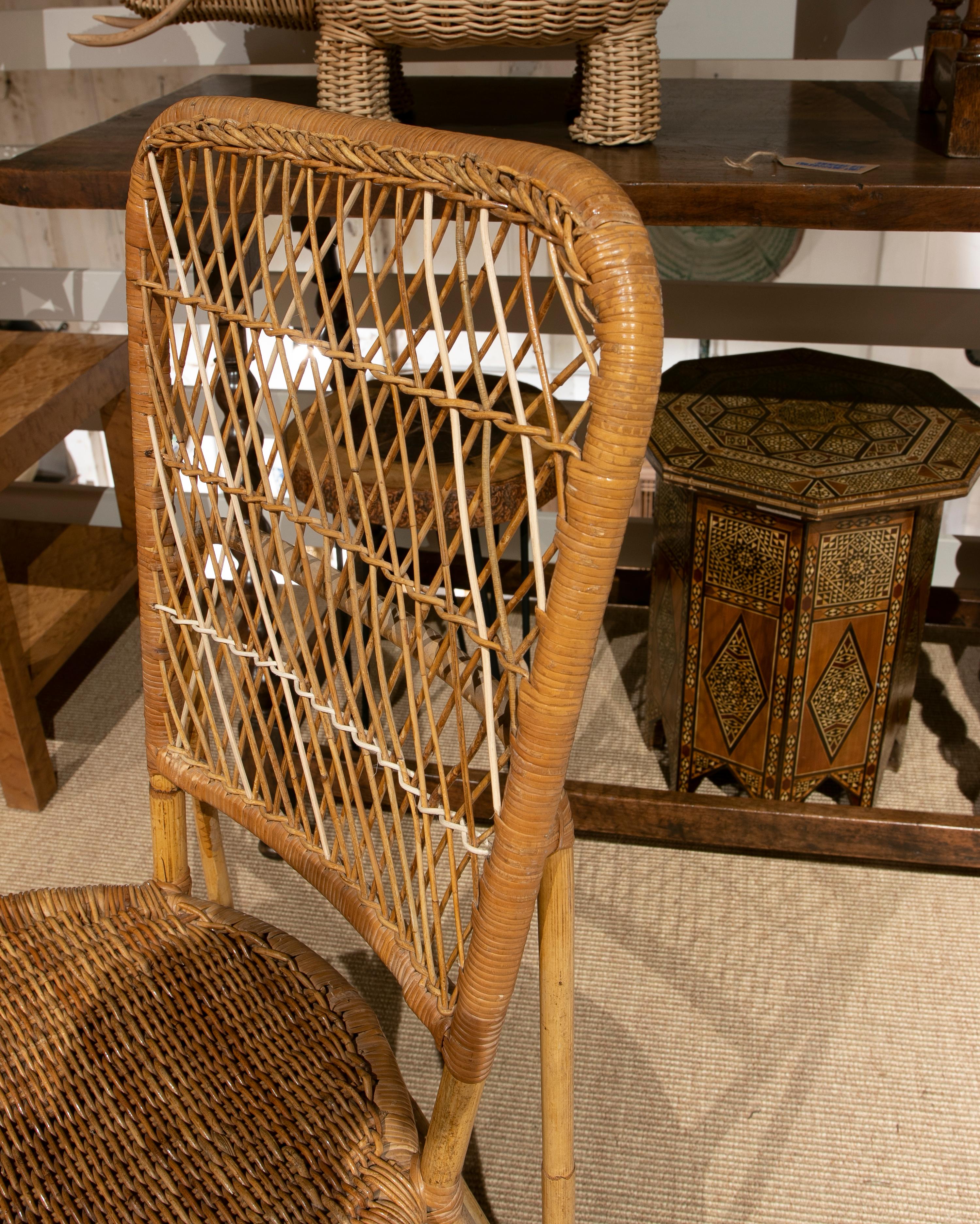 1970s Handmade Spanish Wicker Chair For Sale 6