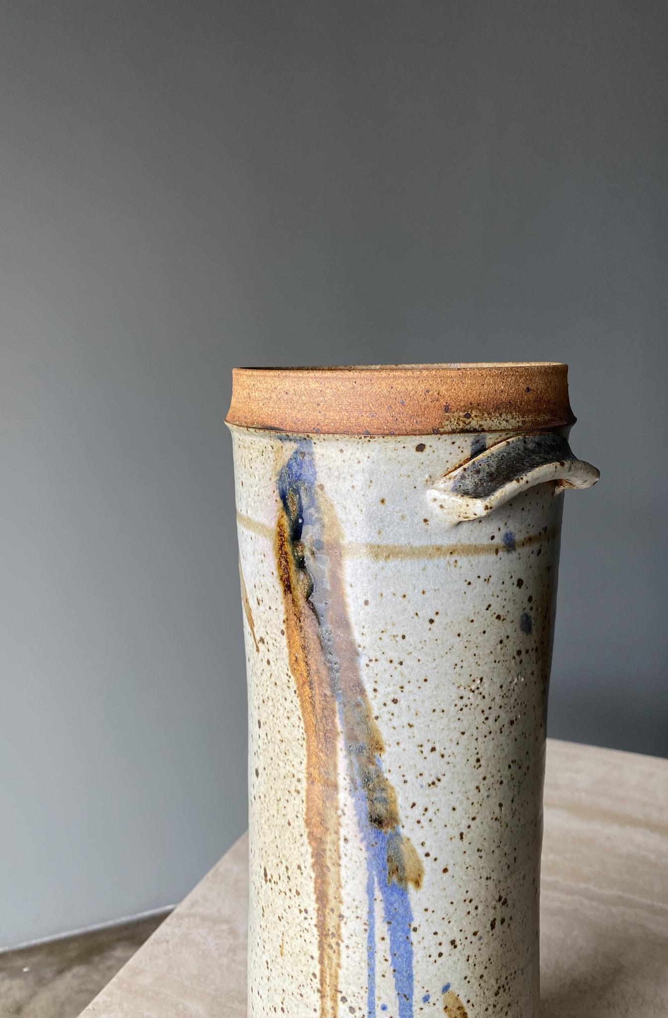 1970s Handmade Tall Signed Ceramic Lidded Jar, 1970s For Sale 8