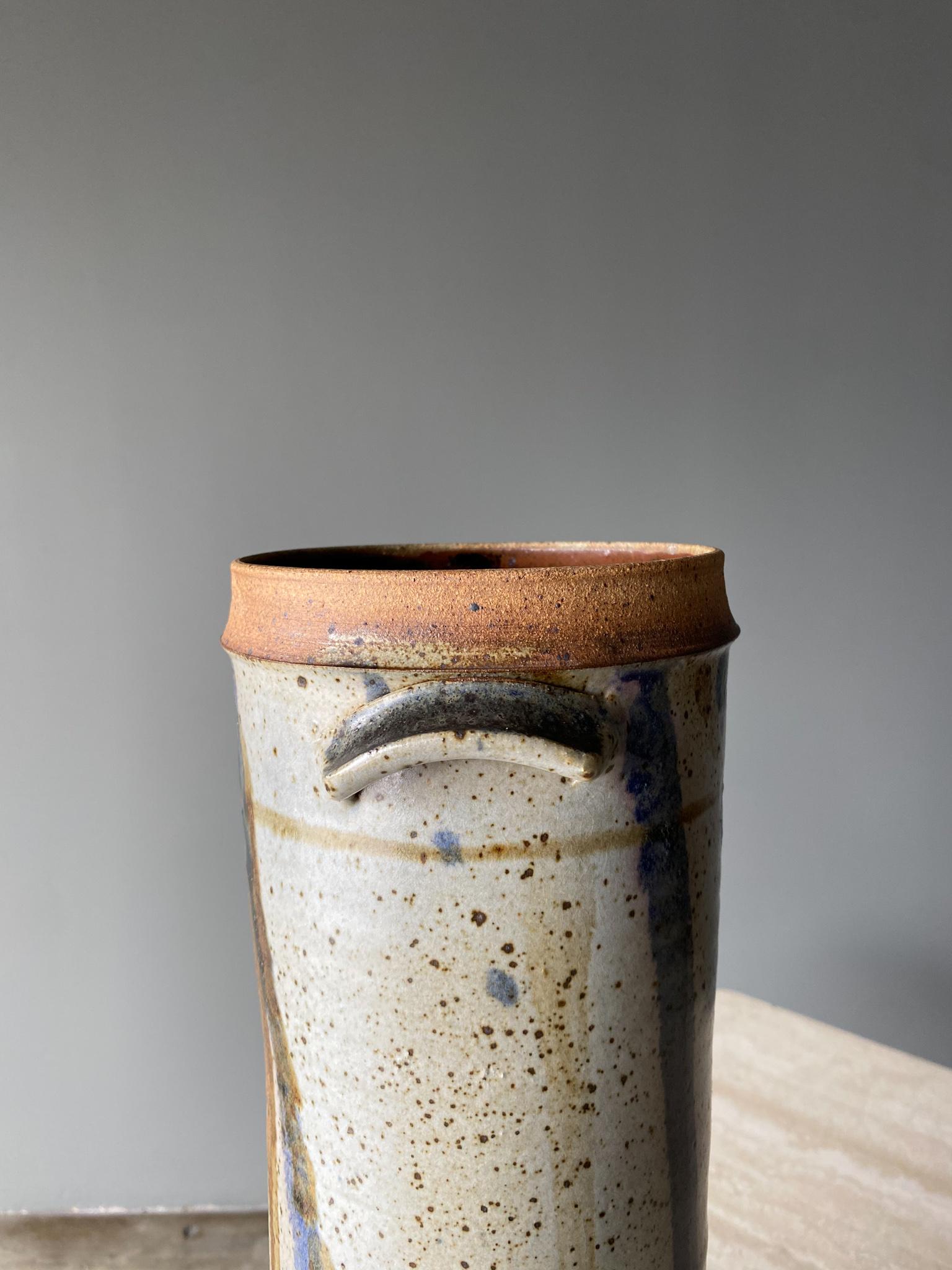 1970s Handmade Tall Signed Ceramic Lidded Jar, 1970s For Sale 3