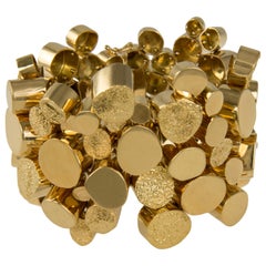 Handmade Textured and Polished Gold Bracelet 1970s