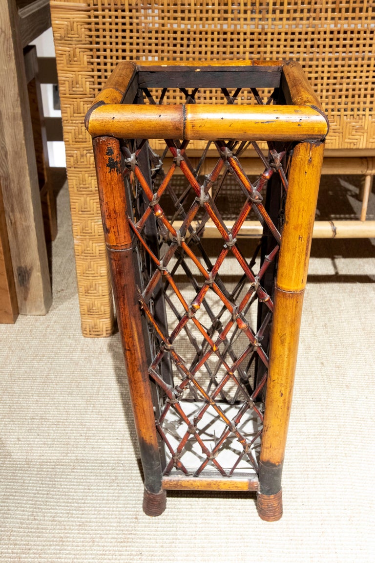 1970s Handmade Varnished Bamboo Umbrella Stand For Sale at 1stDibs