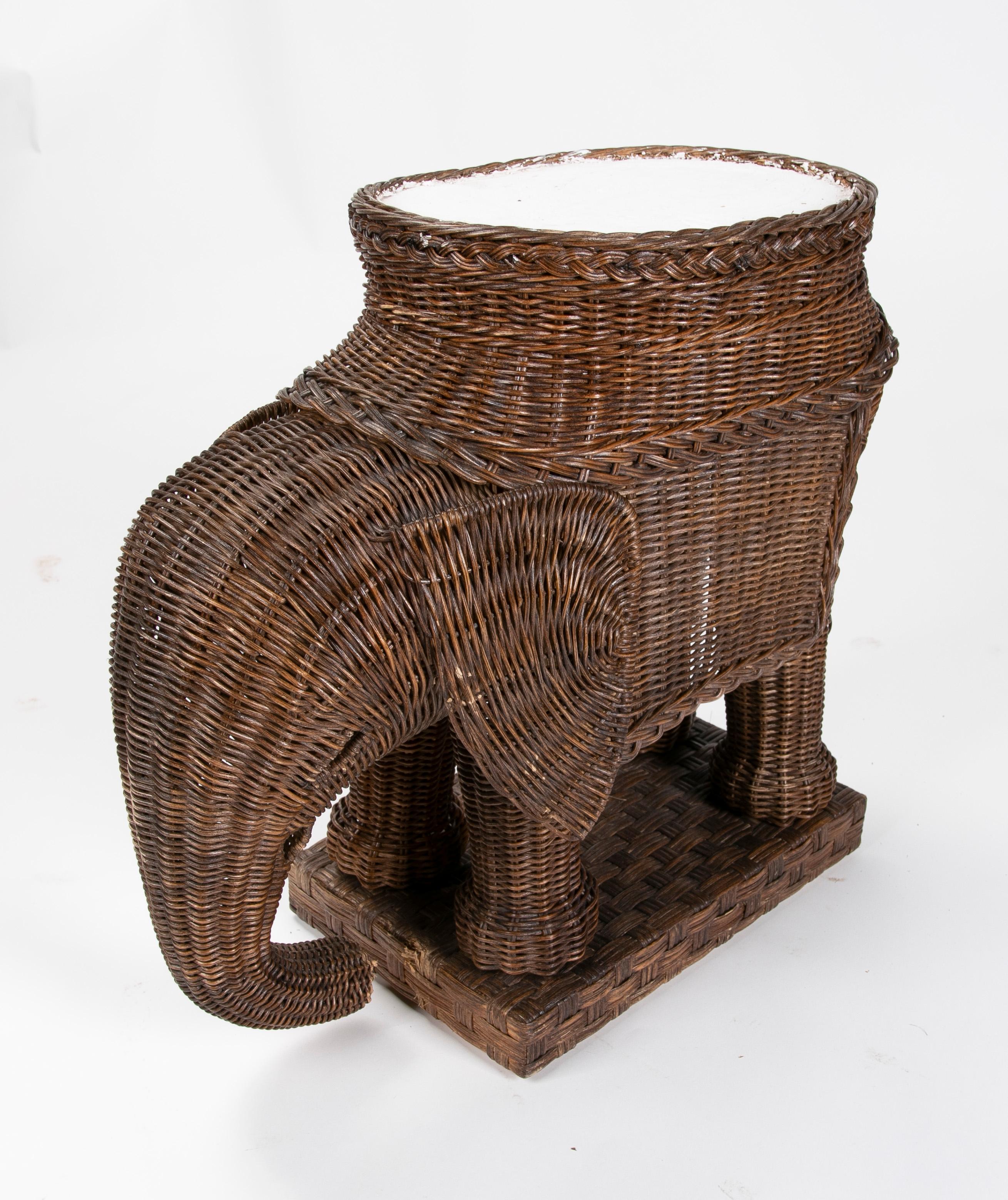 1970s Handmade Wicker Elephant For Sale 3