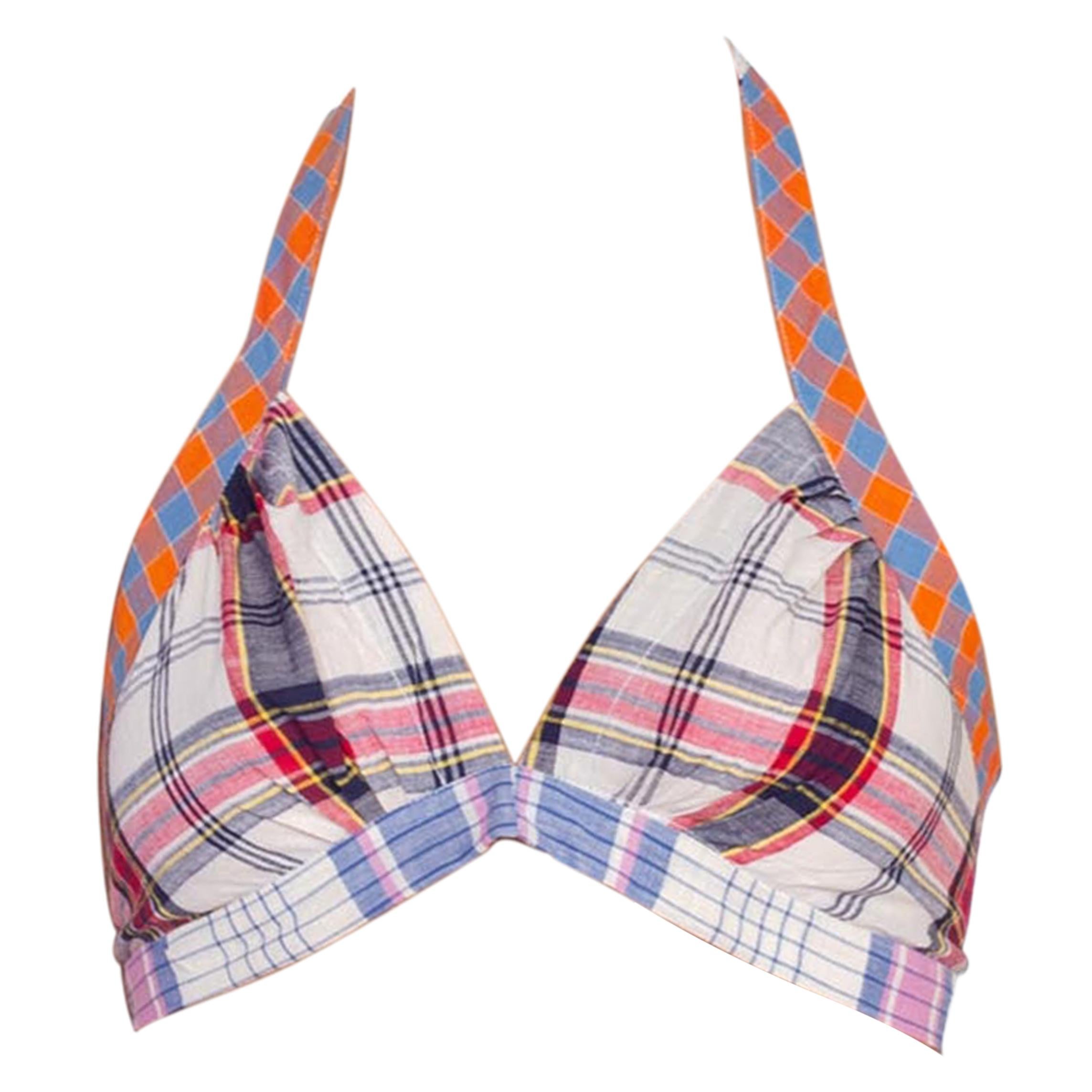 1970'S Handwoven Indian Madras Cotton Halter Bra Top at 1stDibs