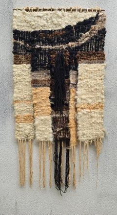 Appendiabiti da parete in fibra di lana intrecciata a mano degli anni '70, tessuto scultoreo