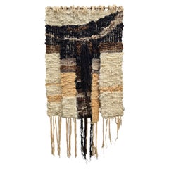 Appendiabiti da parete in fibra di lana intrecciata a mano degli anni '70, tessuto scultoreo