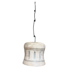 1970s Hanging Bell Wind Chime White Art Pottery