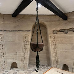 1970s Hanging Pendant Art Pottery Decorative Planter on Rope