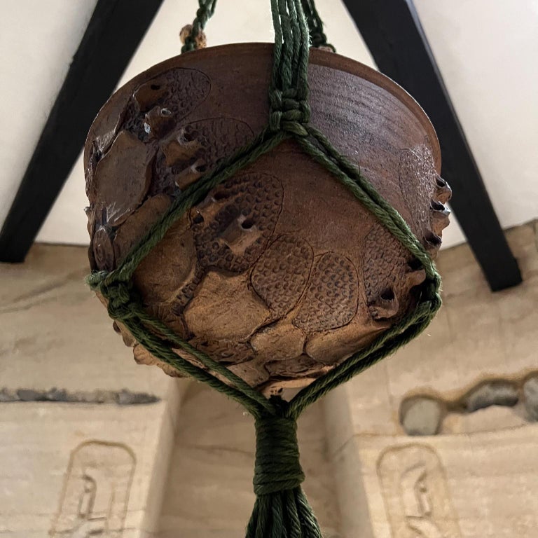1970s Hanging Pendant Art Pottery Decorative Planter on Rope For Sale ...