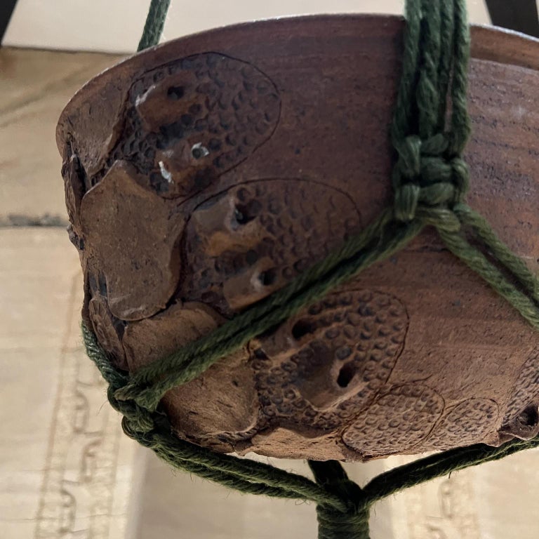 1970s Hanging Pendant Art Pottery Decorative Planter on Rope For Sale ...