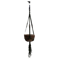 1970s Hanging Pendant Art Pottery Decorative Planter on Rope