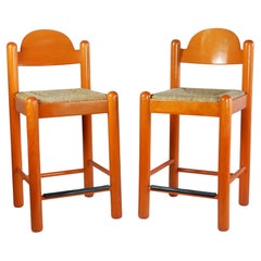 1970's Hank Lowenstein design Padova Bar Stools with Rush Seating