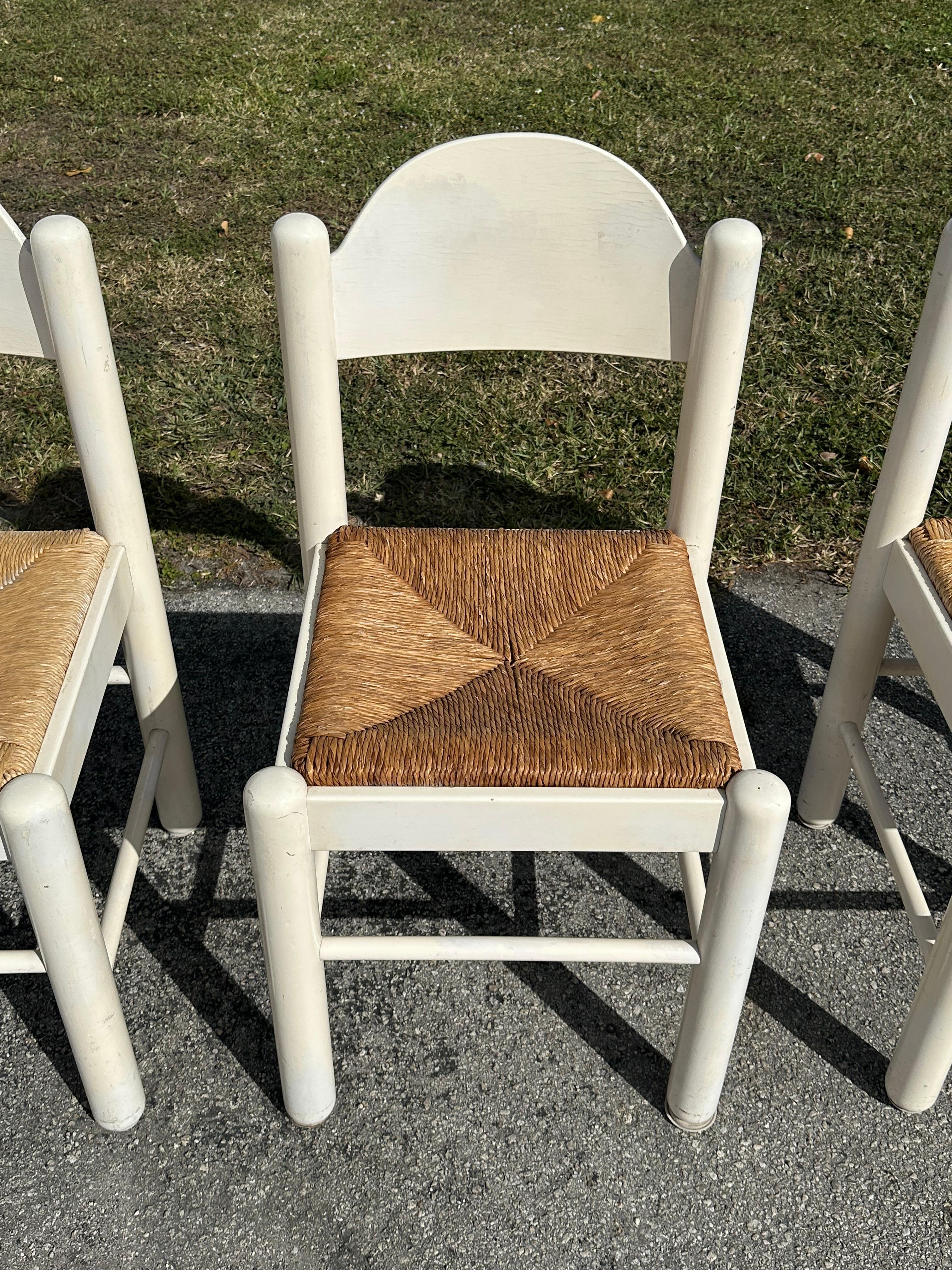 1970's Hank Lowenstein Padova White Oak Rush Dining Chairs, Set of 4 4