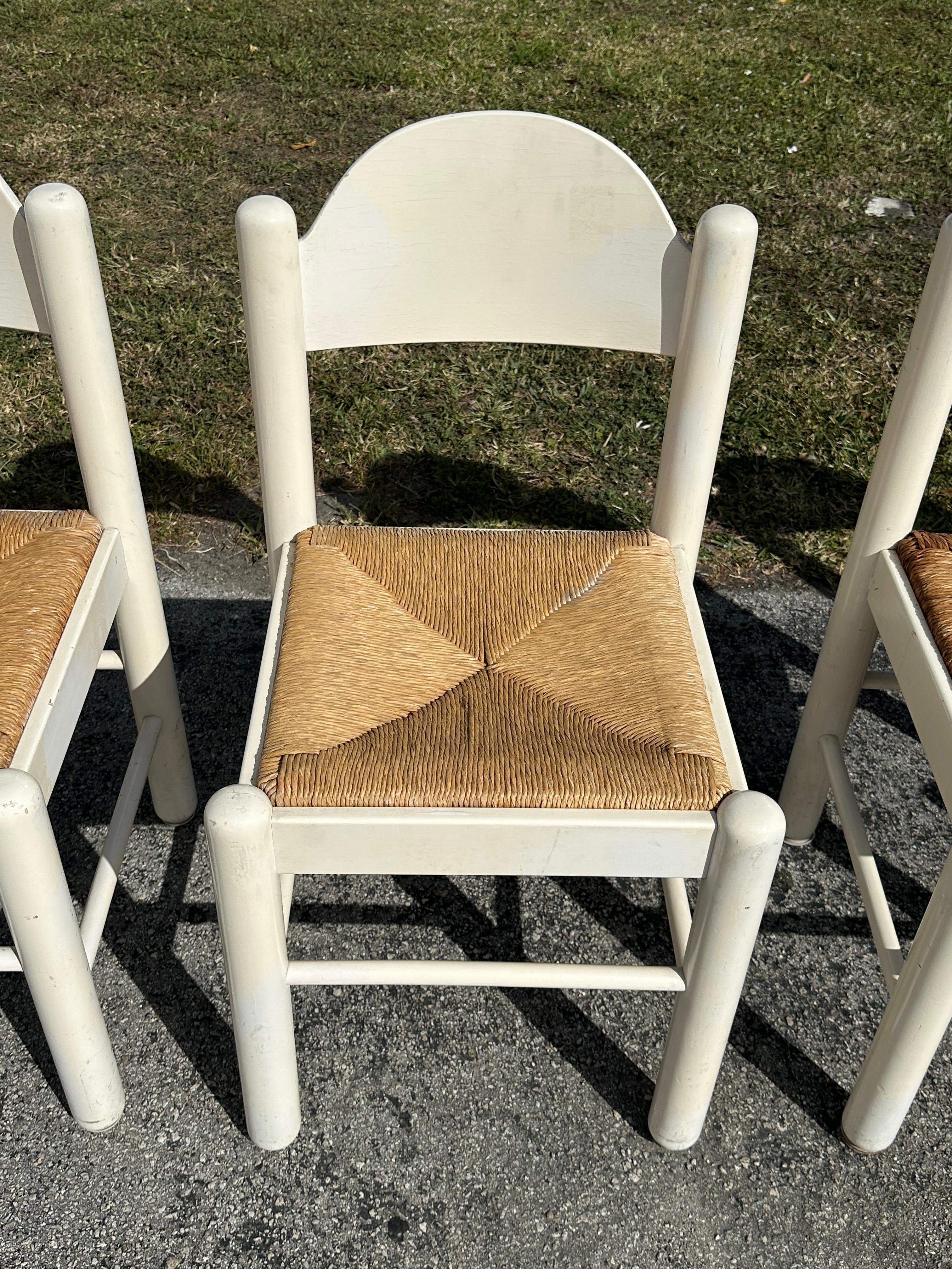 1970's Hank Lowenstein Padova White Oak Rush Dining Chairs, Set of 4 5