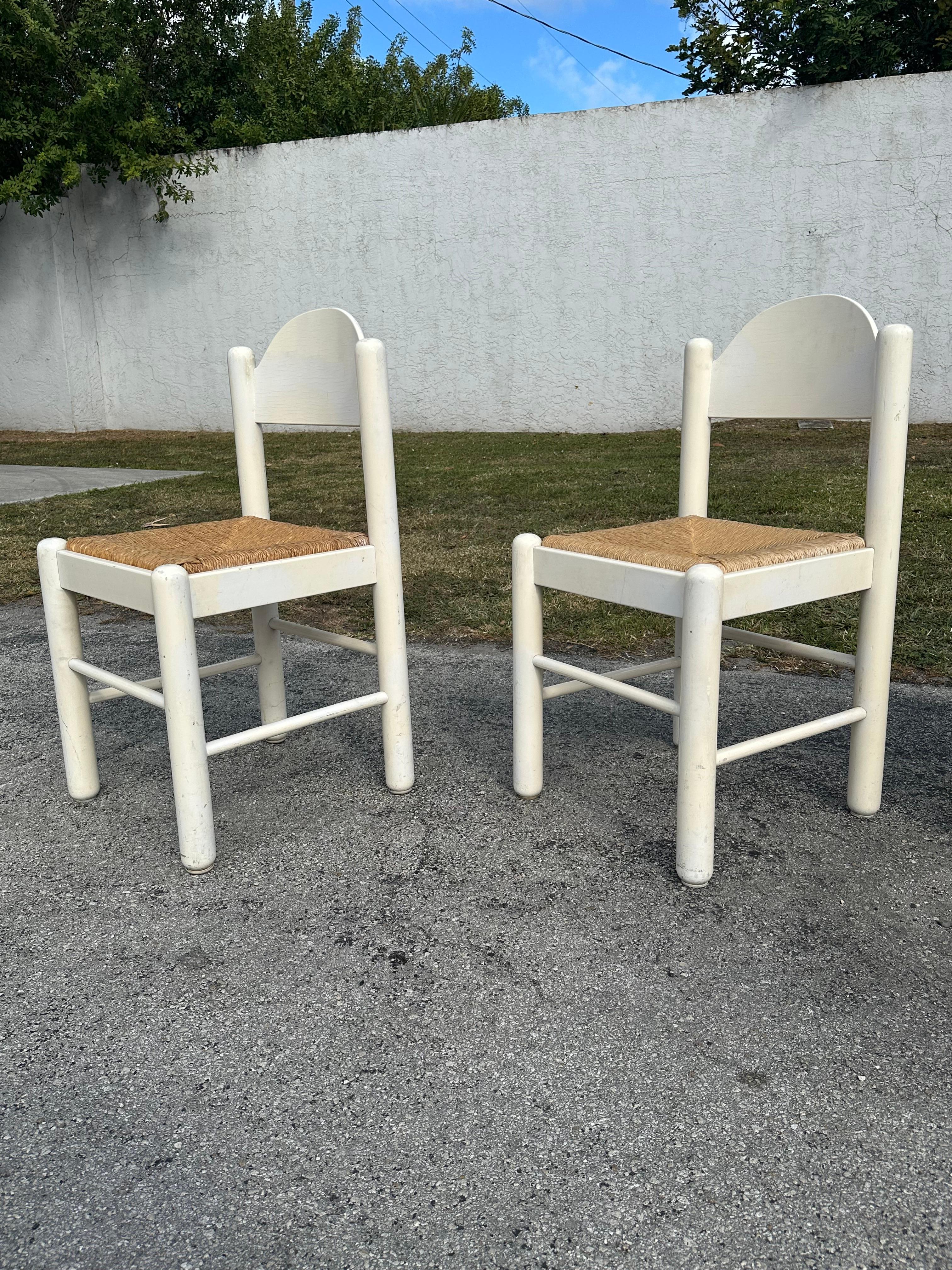 1970's Hank Lowenstein Padova White Oak Rush Dining Chairs, Set of 4 2
