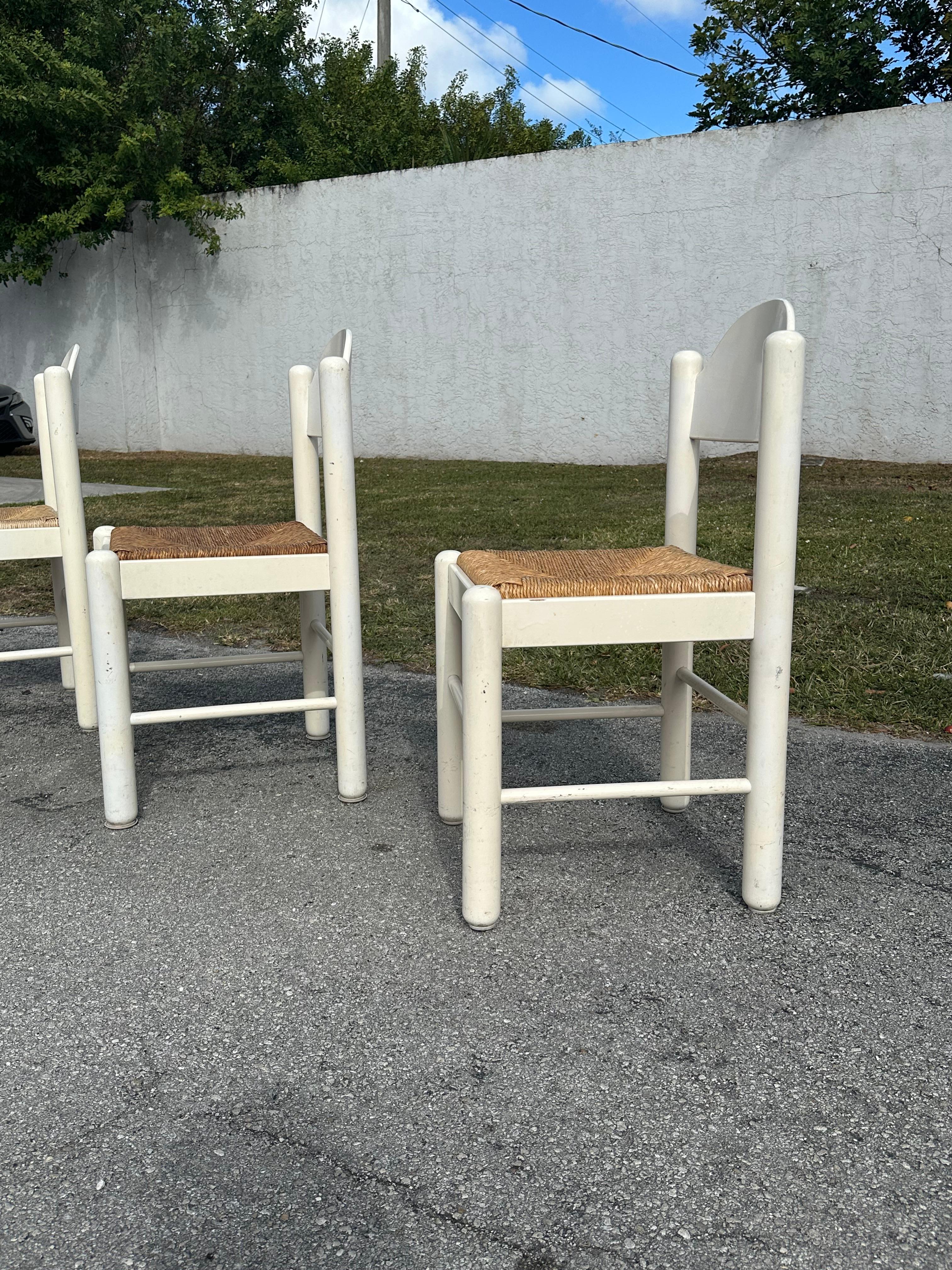 1970's Hank Lowenstein Padova White Oak Rush Dining Chairs, Set of 4 3