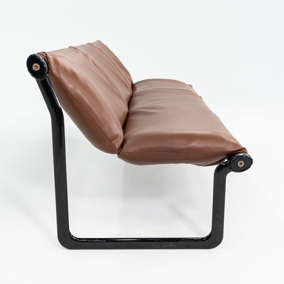 Sofá sin brazos Hannah Morrison for Knoll de cuero marrón de los años 70 Moderno en venta