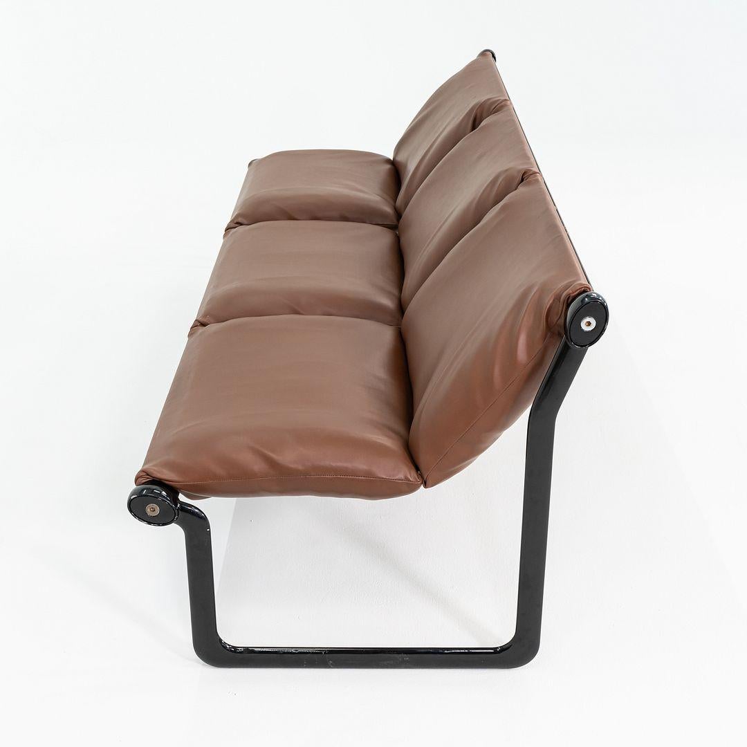 Sofá sin brazos Hannah Morrison for Knoll de cuero marrón de los años 70 Acero en venta