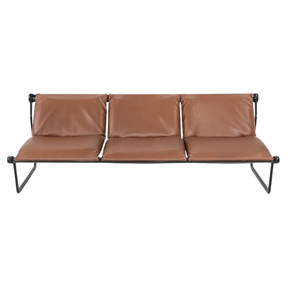 1970s Hannah Morrison for Knoll Armless Sofa in Brown Leather