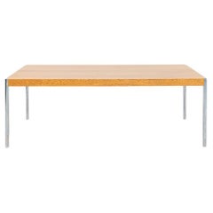 1970s Hans Eichenberger for Stendig Rectangular Oak / Chromed Steel Dining Table