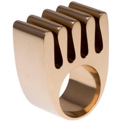 1970s Hans Hansen, Modernist Wave Gold Ring