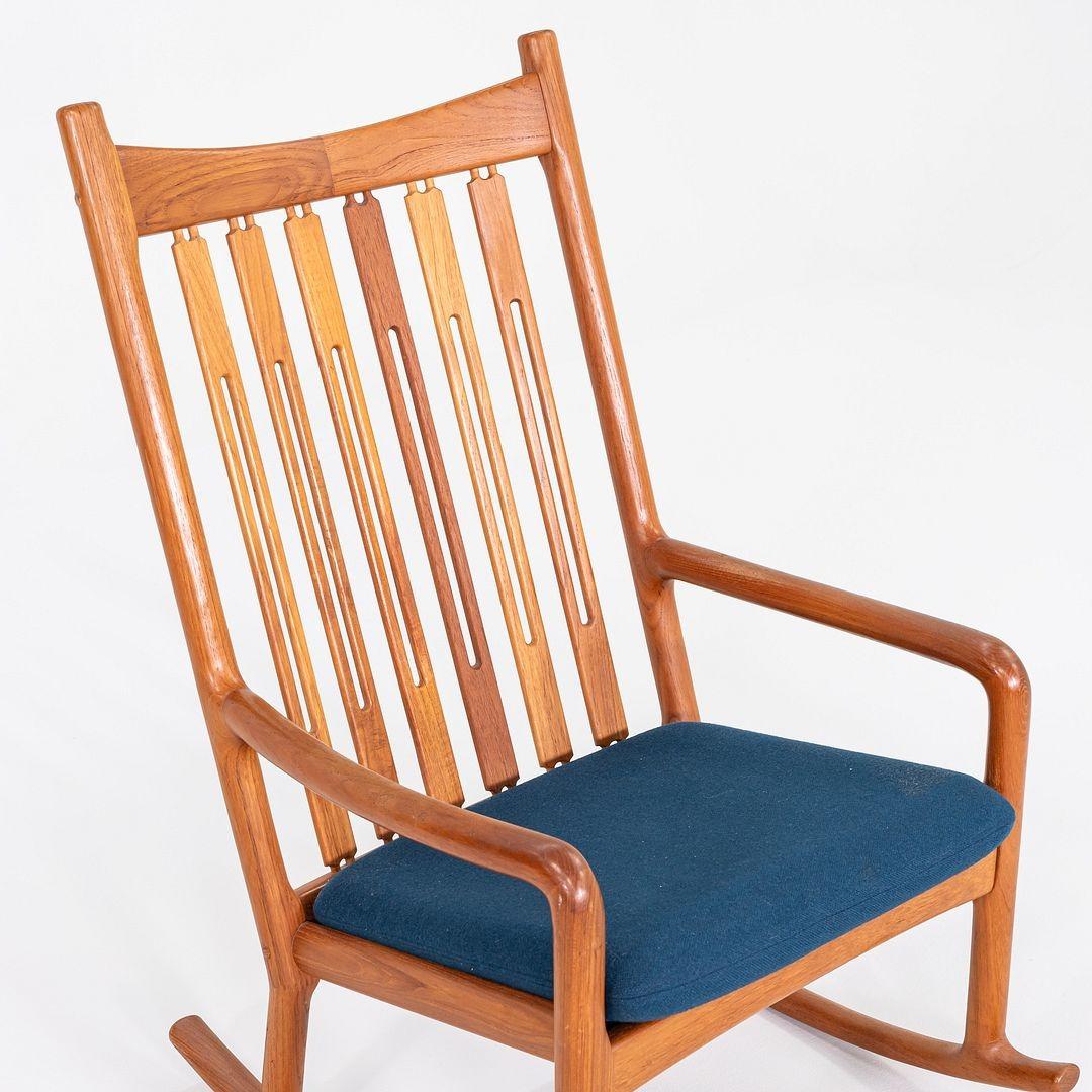 Sedia a dondolo in teak anni '70 Hans Olsen per Juul Kristensen, Danimarca in vendita 4