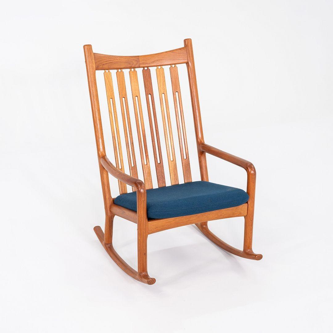 Sedia a dondolo in teak anni '70 Hans Olsen per Juul Kristensen, Danimarca in vendita 5