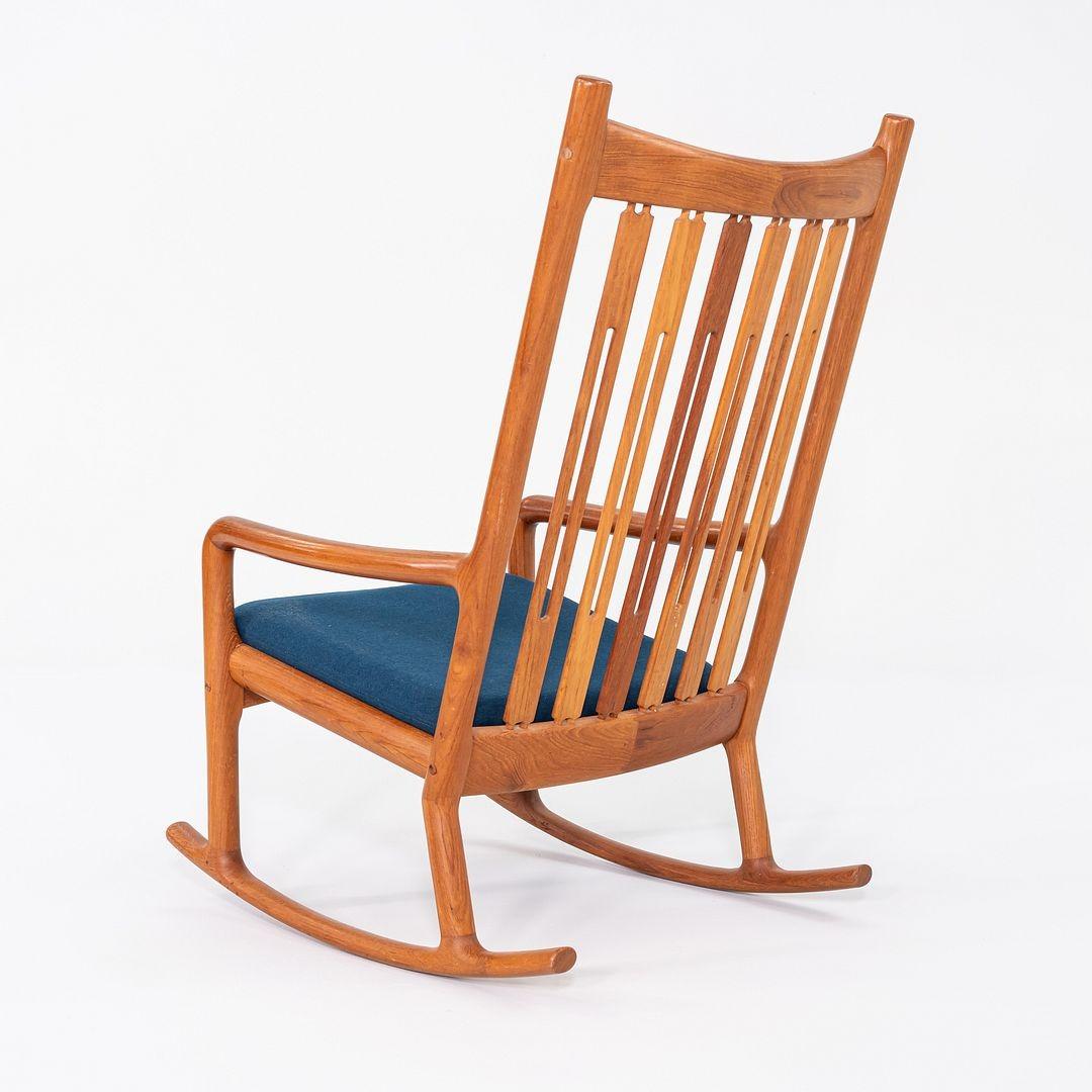 Sedia a dondolo in teak anni '70 Hans Olsen per Juul Kristensen, Danimarca in vendita 2