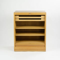 1970s Hans Wegner Johannes Hansen Denmark Tambour Oak Cabinet Storage System