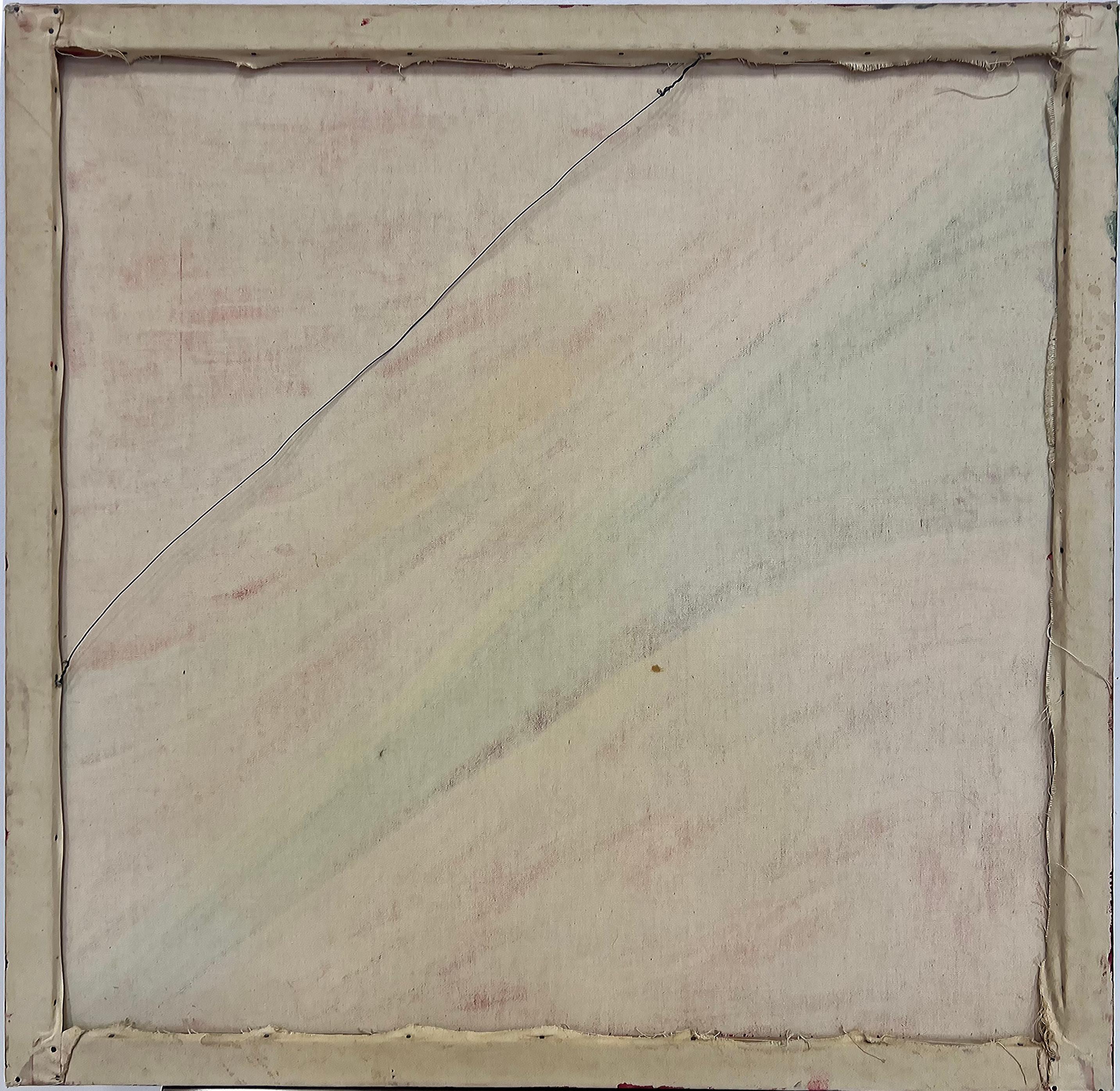 1970s Hard Edge Abstract Geometric Painting on Canvas,  Signed    In Good Condition For Sale In Miami, FL
