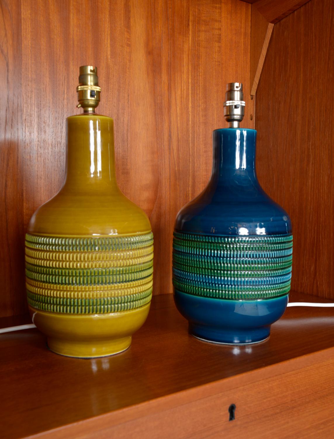 1970s Harlequin Pair of Studio Pottery Lamps Italy Bitossi Bagni Londi Rimini 3
