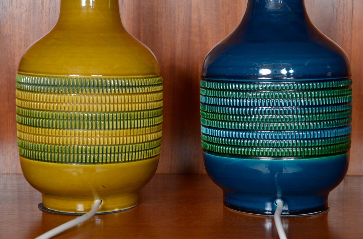1970s Harlequin Pair of Studio Pottery Lamps Italy Bitossi Bagni Londi Rimini 4