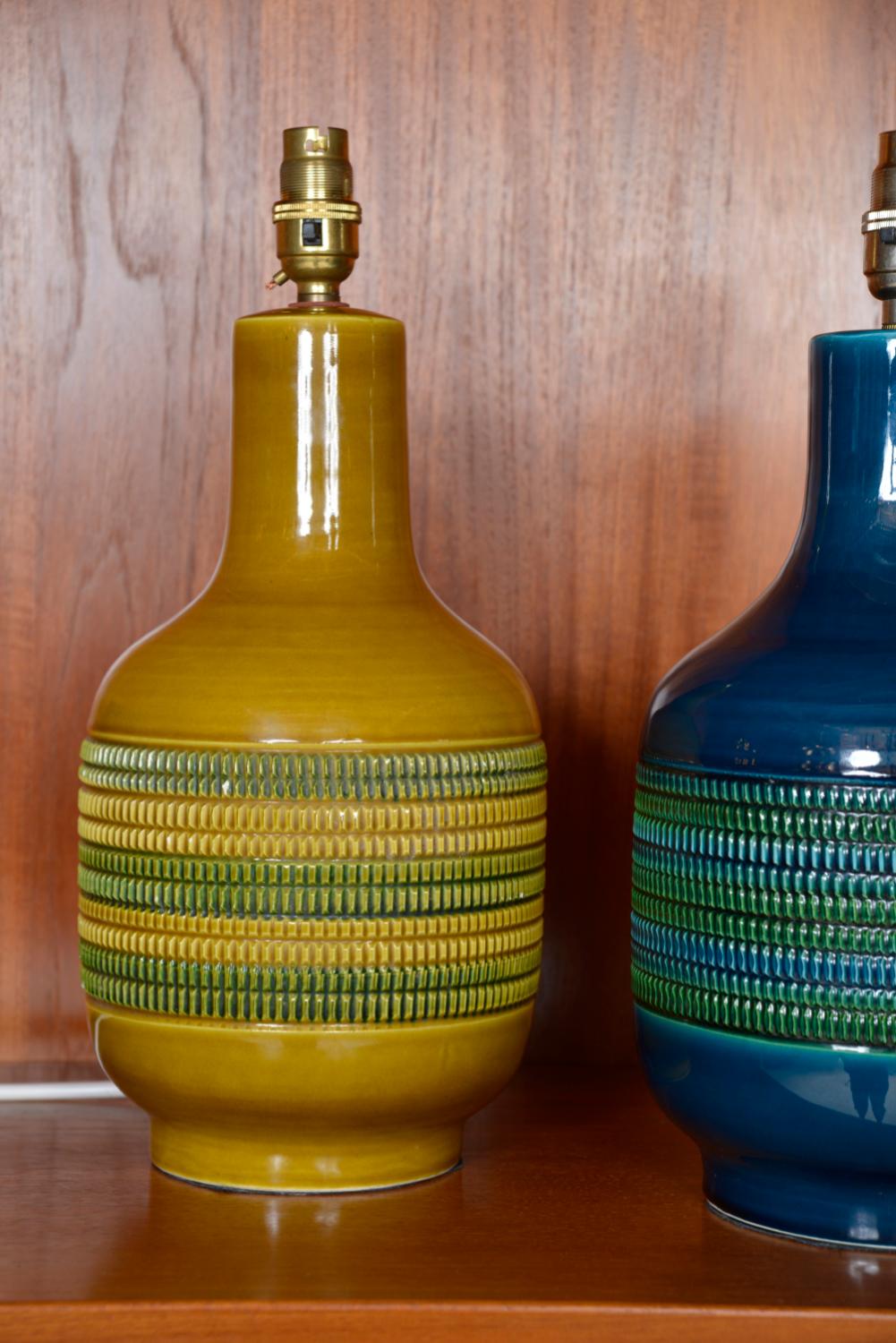 20th Century 1970s Harlequin Pair of Studio Pottery Lamps Italy Bitossi Bagni Londi Rimini