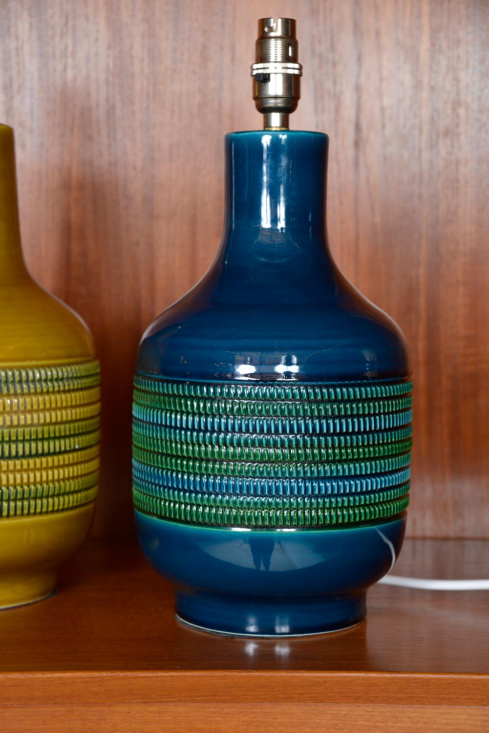 1970s Harlequin Pair of Studio Pottery Lamps Italy Bitossi Bagni Londi Rimini 1