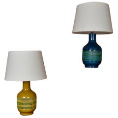 1970s Harlequin Pair of Studio Pottery Lamps Italy Bitossi Bagni Londi Rimini