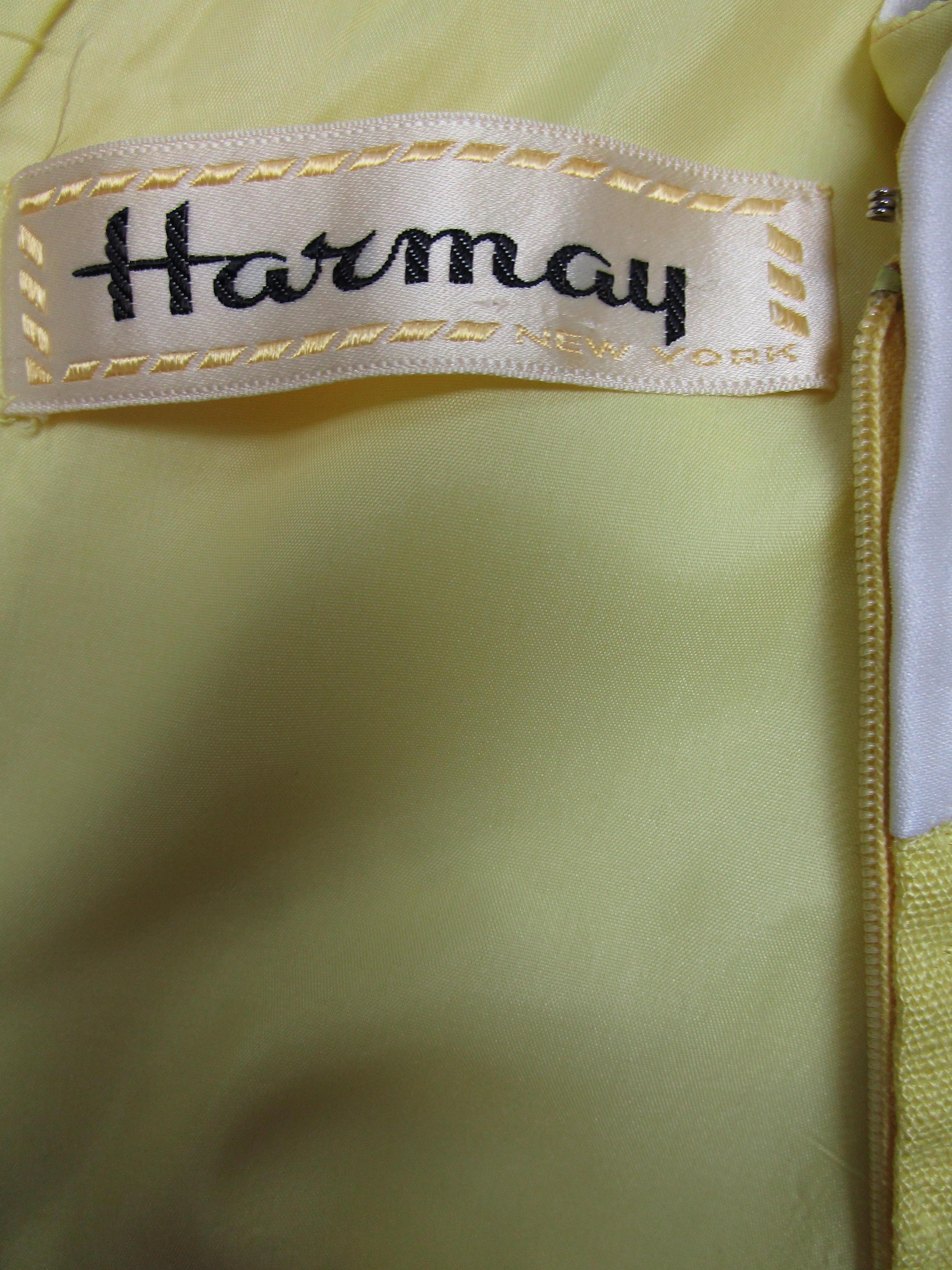 1970's Harmay Lemon Yellow Maxi Dress With Chiffon Skirt For Sale 2