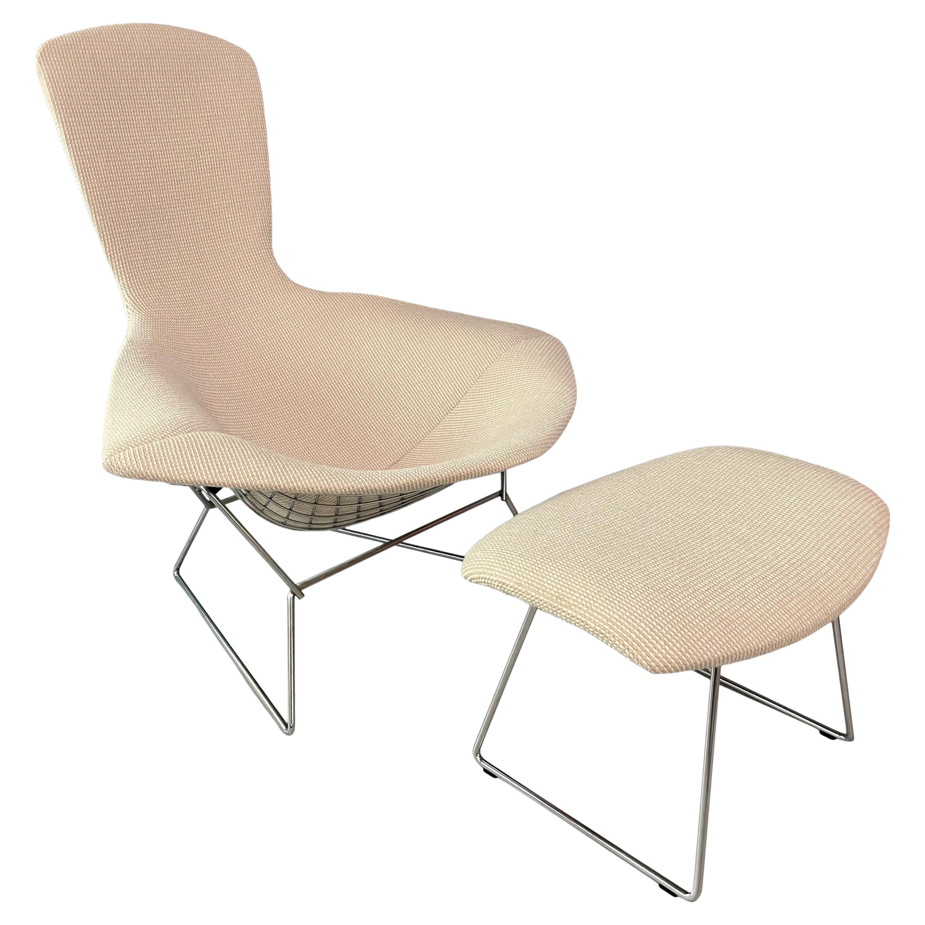 1970s Harry Bertoia for Knoll, Model Bird Armchair with Ottoman Mid Century