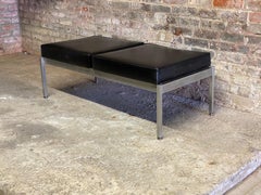 1970s Harter Black Vinyl and Steel Double Seat Bench