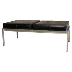 1970s Harter Black Vinyl and Steel Double Seat Bench